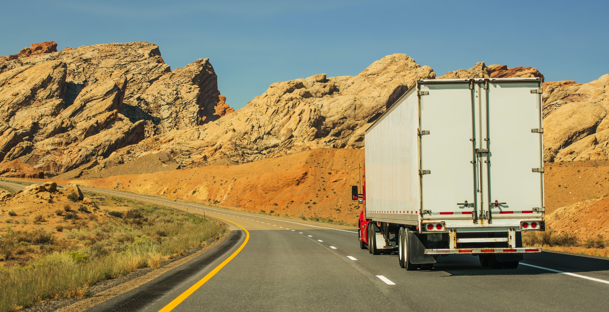 Semi Truck Vehicle on a Scenic Route
