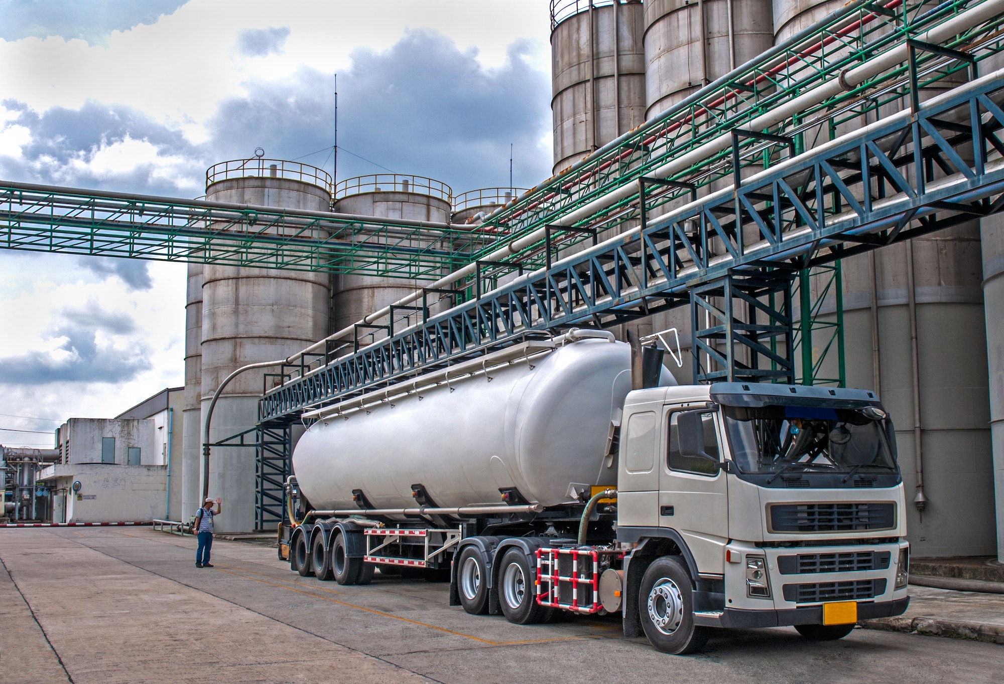 Truck Delivery Danger Chemical in Petrochemical Plant