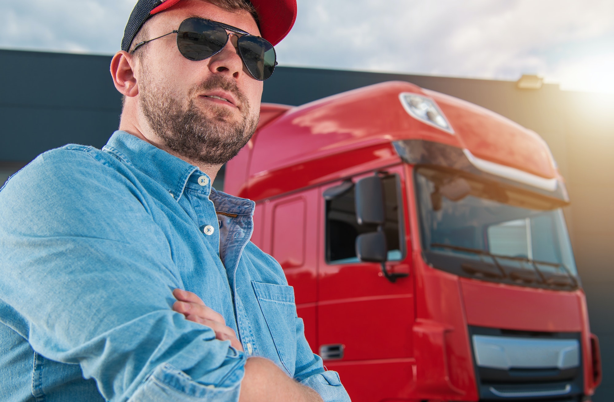 Caucasian Semi Truck Driver Portrait