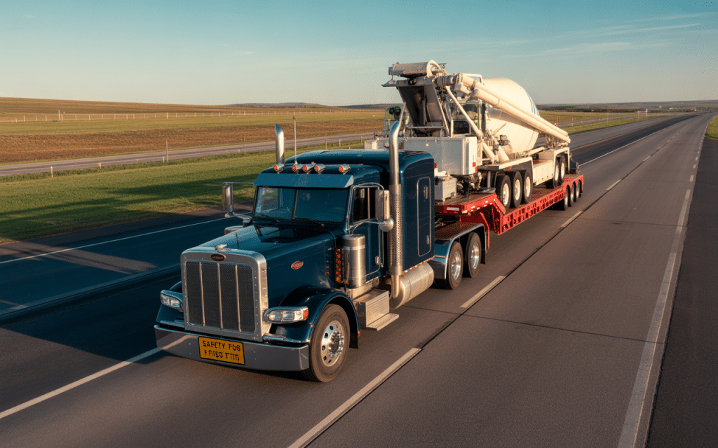 Wide load truck planning on a highway in Montana1